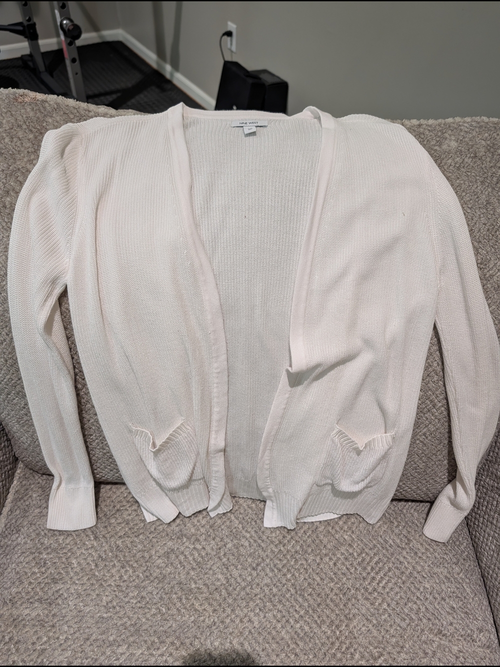 Nine West Very Pale Pink Open-Front Lightweight Cardigan Sweater